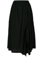 Y-3 Ruched Ruffle Midi Skirt - Black