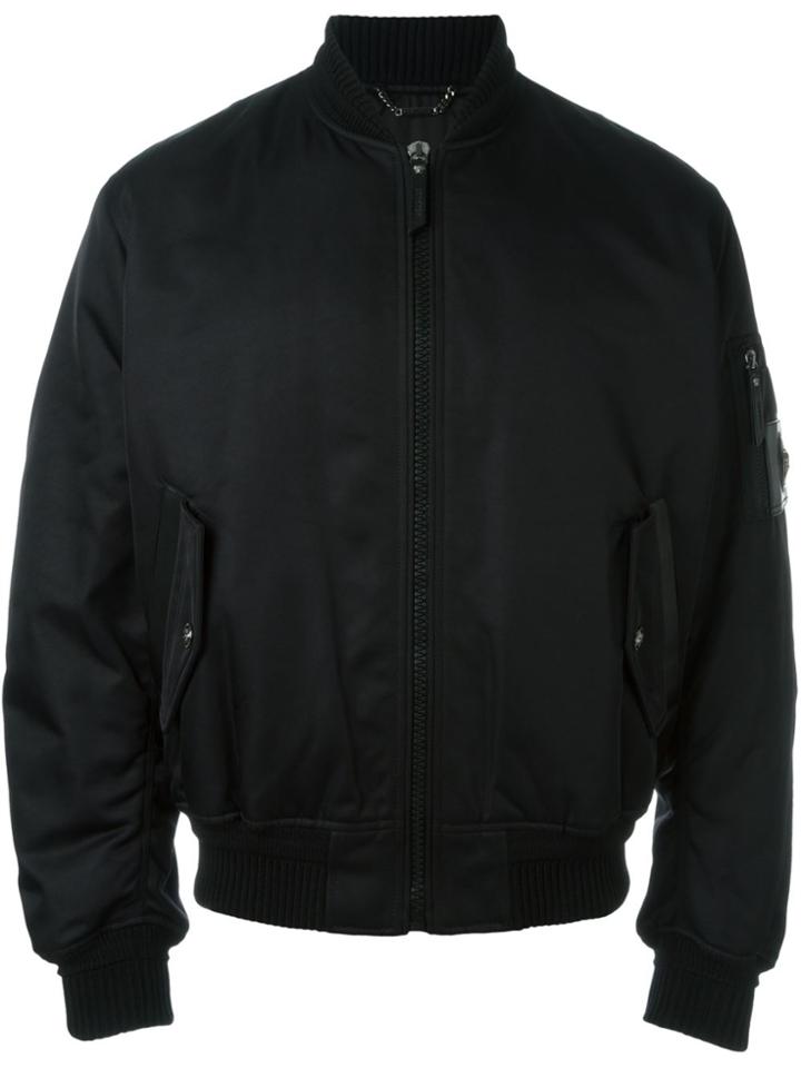 Versace Arm Detail Flight Jacket - Black