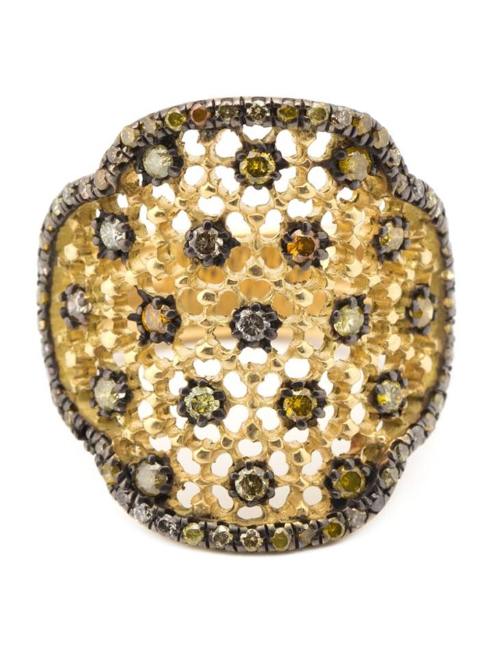 Loree Rodkin Lace Motif Diamond Ring - Metallic
