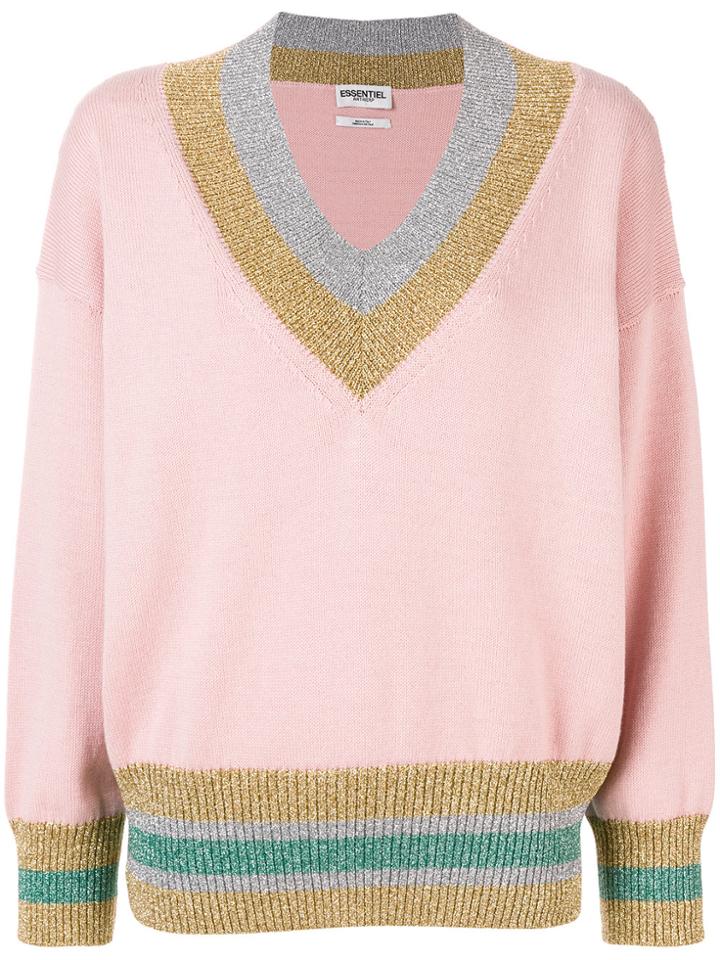 Essentiel Antwerp V-neck Jumper - Pink & Purple