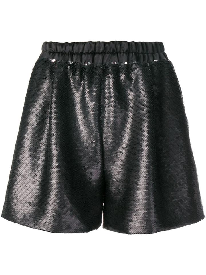 Styland Sequin Short Shorts - Black