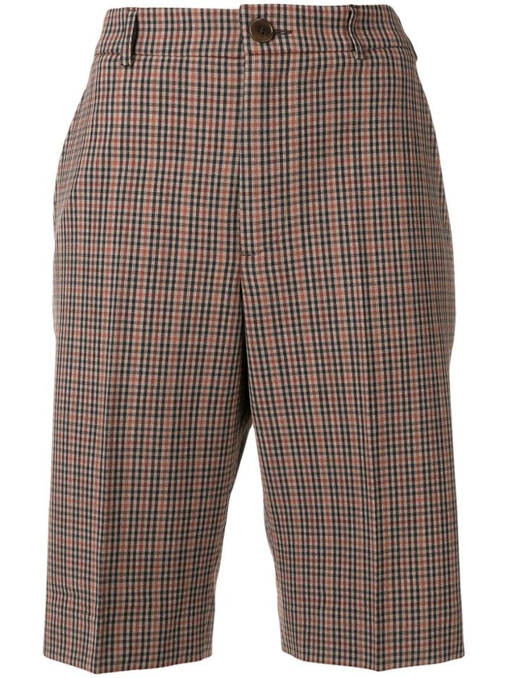 Ymc Checked Knee-length Shorts - Brown