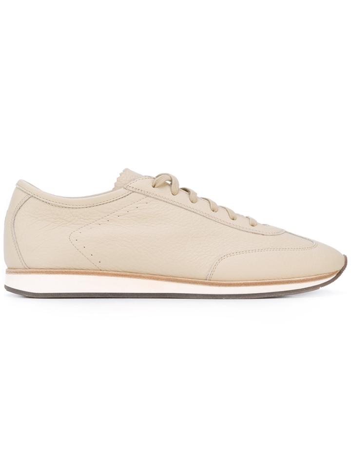 Henderson Baracco Scalloped Tongue Lace-up Sneakers - Nude & Neutrals