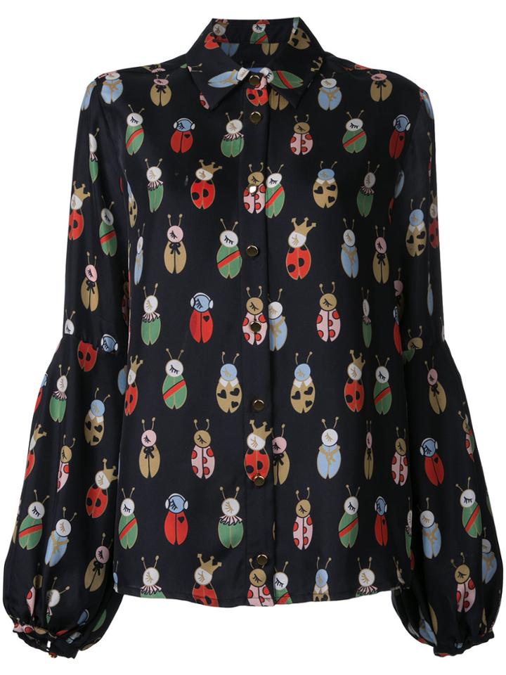 Macgraw Beetle Printed Blouse - Black