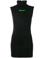Styland Slogan Print Turtleneck Top - Black