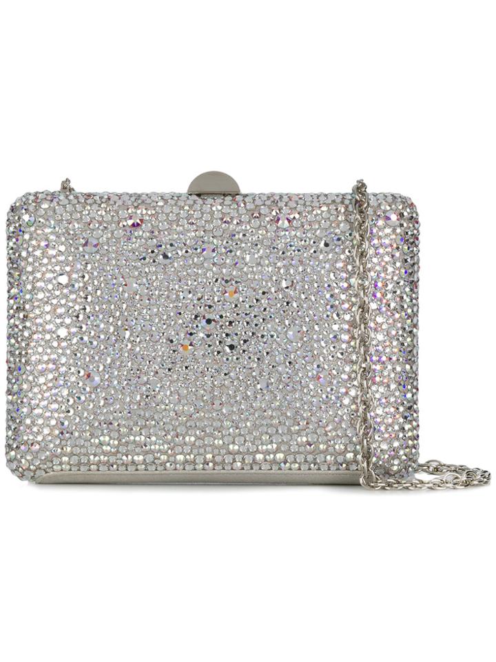 Rodo Crystal Embellished Box Clutch - White