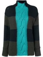 P.a.r.o.s.h. Patchwork Turtleneck Sweater - Green