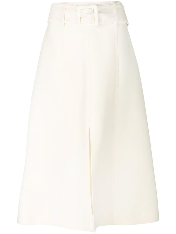 Fendi Belted Flared Midi Skirt - White