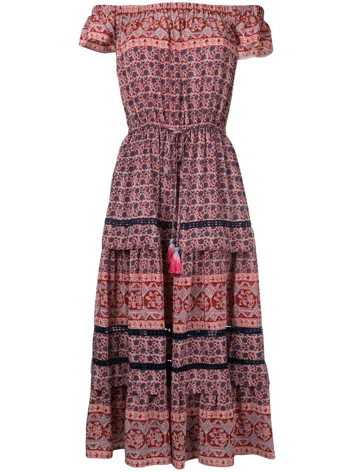 Sea - Off-shoulder Midi Dress - Women - Silk - 6, Pink/purple, Silk