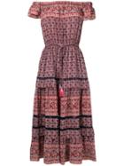 Sea - Off-shoulder Midi Dress - Women - Silk - 6, Pink/purple, Silk