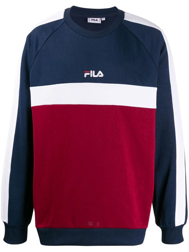 Fila Long Sleeve Striped Sweatshirt - Red
