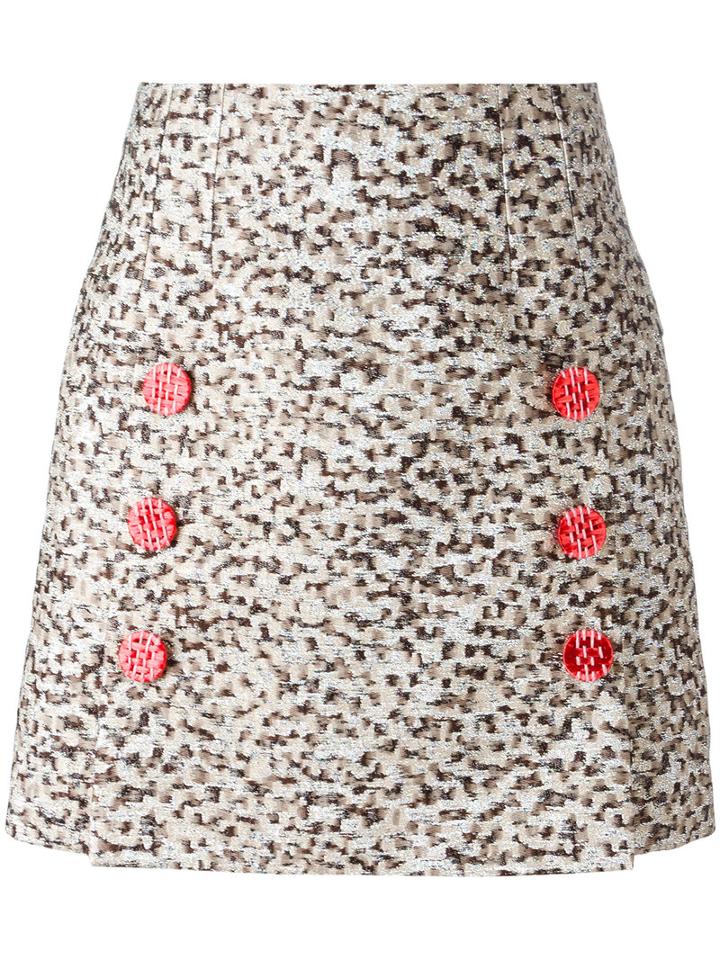 Dolce & Gabbana Printed Mini Skirt, Women's, Size: 42, Nude/neutrals, Polyester/silk/polyamide/silk