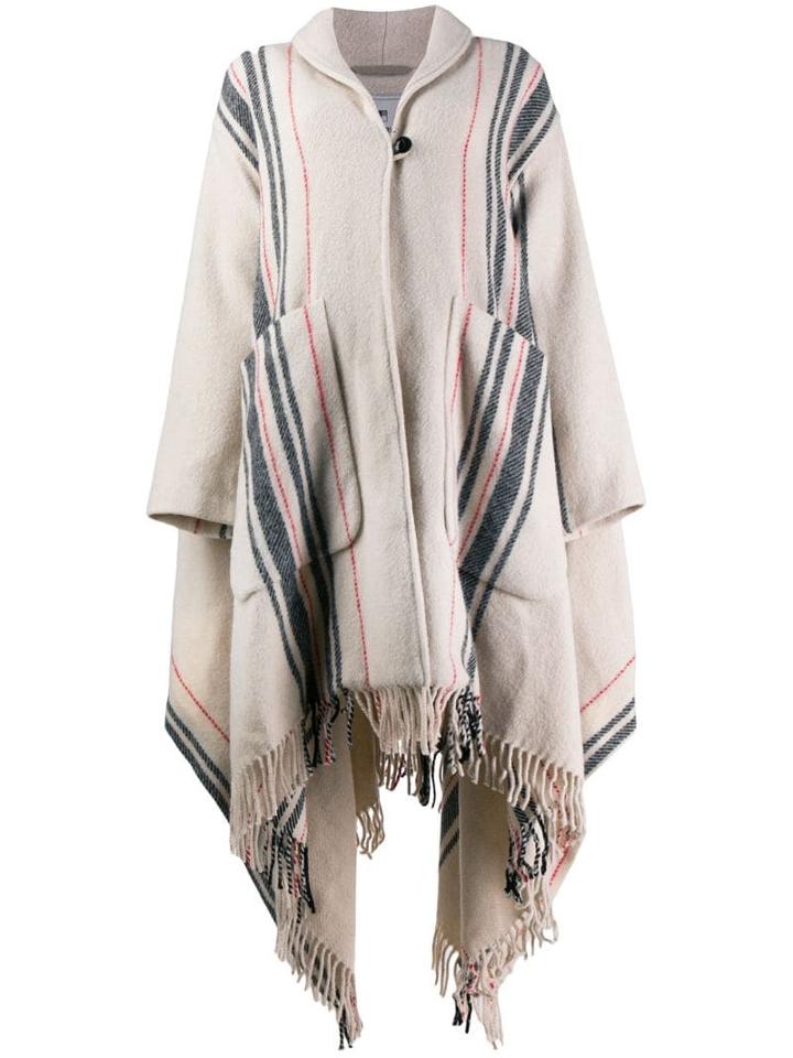 Woolrich Striped Cape Coat - Neutrals