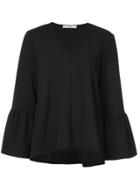 Tibi Ruffle Sleeve V-neck Blouse - Black