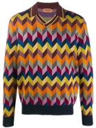 Missoni Pattern Knit Polo-style Jumper - Orange