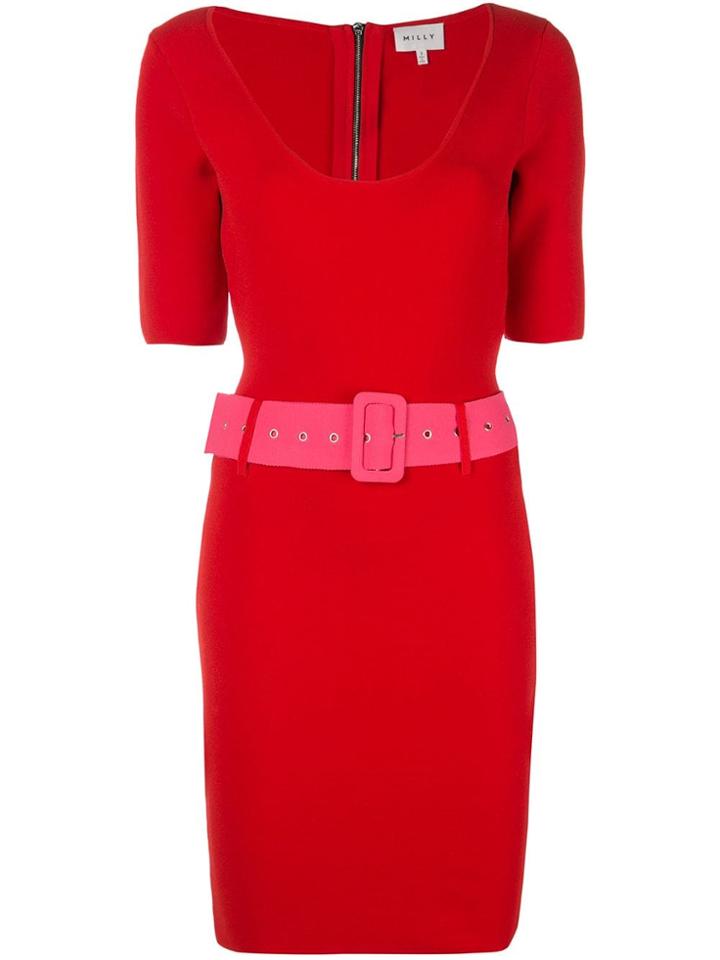 Milly Belted Mini Dress - Red