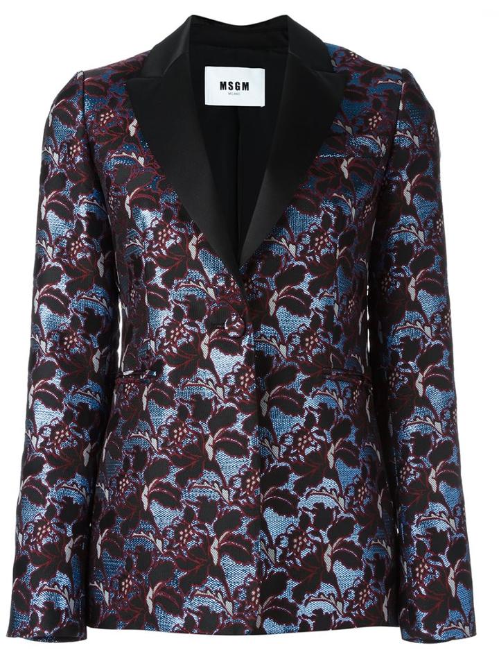 Msgm Shimmer Effect Floral Print Dinner Jacket