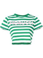 Fiorucci Striped Logo Printed Cropped T-shirt - Green