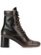 Miu Miu Lace-up Textured Boots - Brown