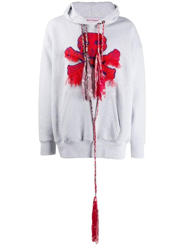 Palm Angels Skull And Crossbones Hoodie - Grey