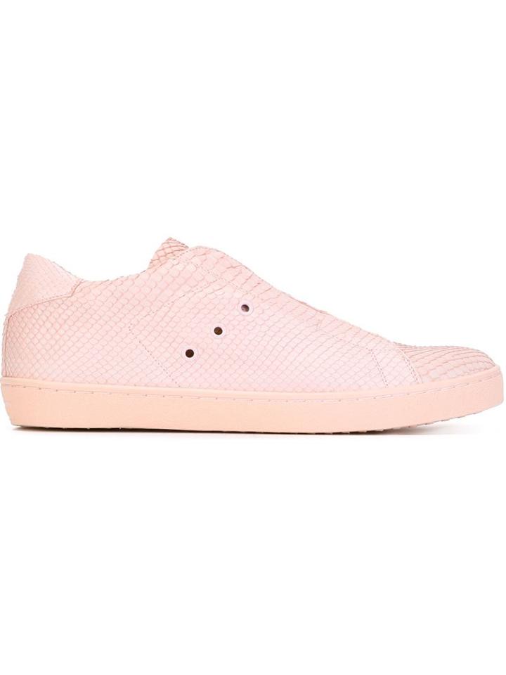 Leather Crown Python Skin Effect Sneakers