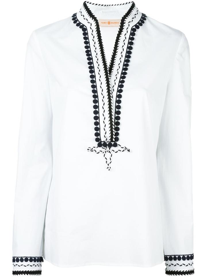 Tory Burch 'daniels' Tunic, Women's, Size: 8, White, Cotton/spandex/elastane