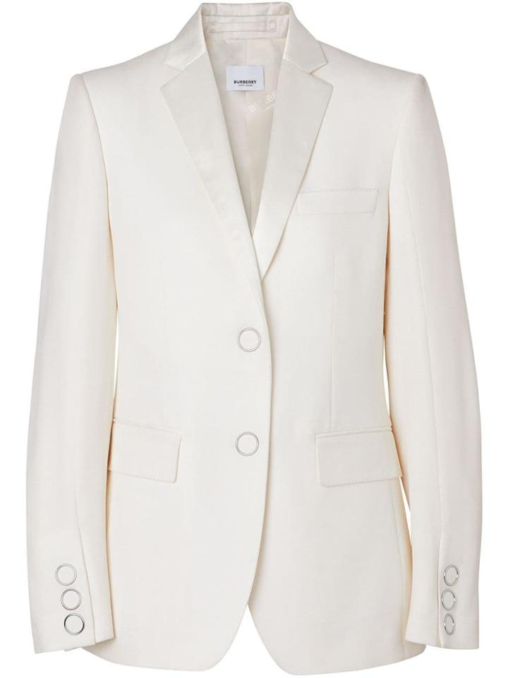 Burberry Silk Trim Press-stud Wool Tailored Jacket - Neutrals