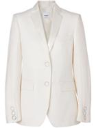 Burberry Silk Trim Press-stud Wool Tailored Jacket - Neutrals