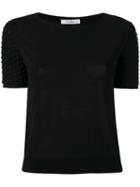 Max Mara - Textured Sleeves Knitted T-shirt - Women - Cotton/polyamide/polyester/viscose - S, Women's, Black, Cotton/polyamide/polyester/viscose