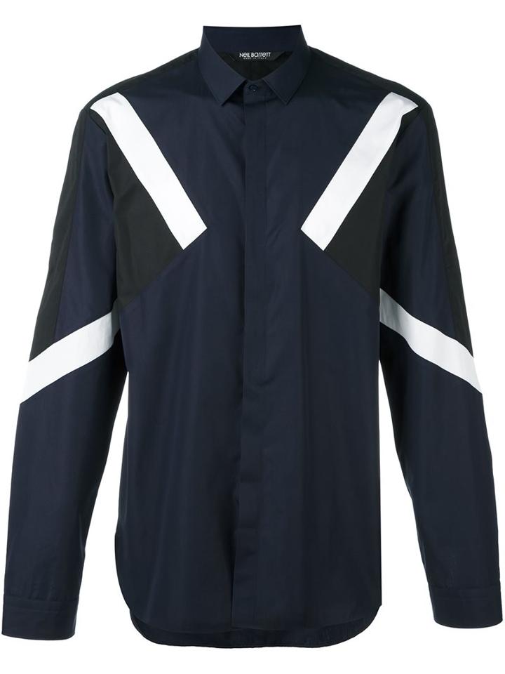 Neil Barrett Colour Block Shirt, Men's, Size: 41, Blue, Cotton
