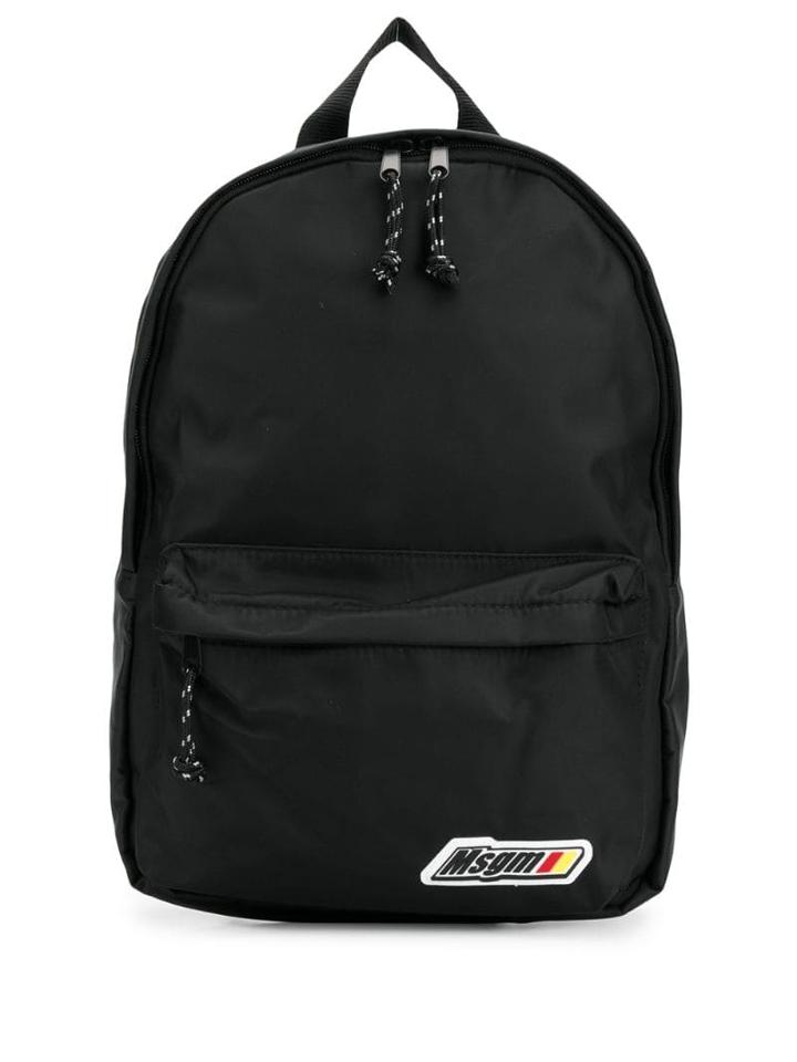 Msgm Logo Nylon Backpack - Black