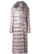 Herno Fur Collar Padded Coat, Women's, Size: 44, Grey, Polyamide/goose Down/goat Fur