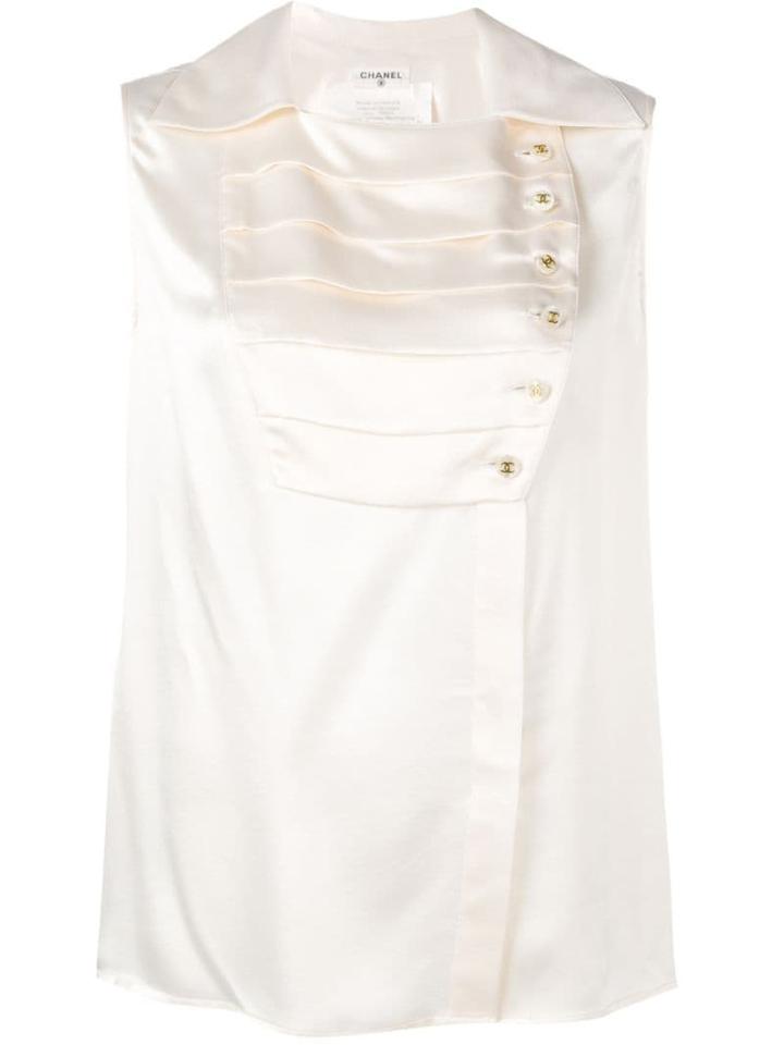 Chanel Pre-owned 1980's Pleated Panel Blouse - White