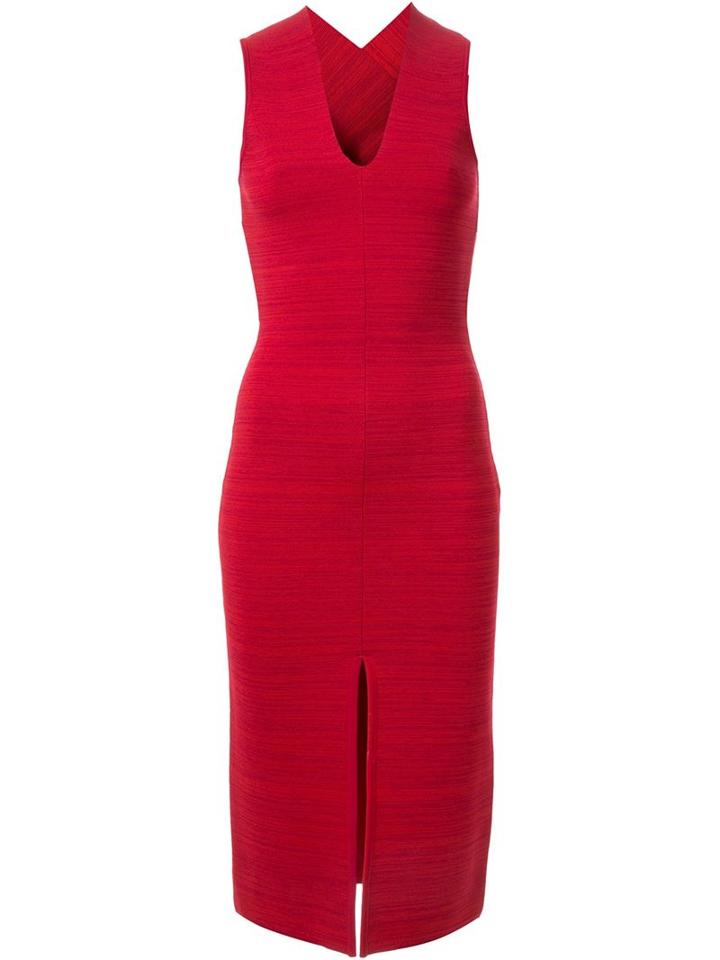 Dion Lee Bandage Back Fitted Dress, Women's, Size: 8, Red, Nylon/viscose