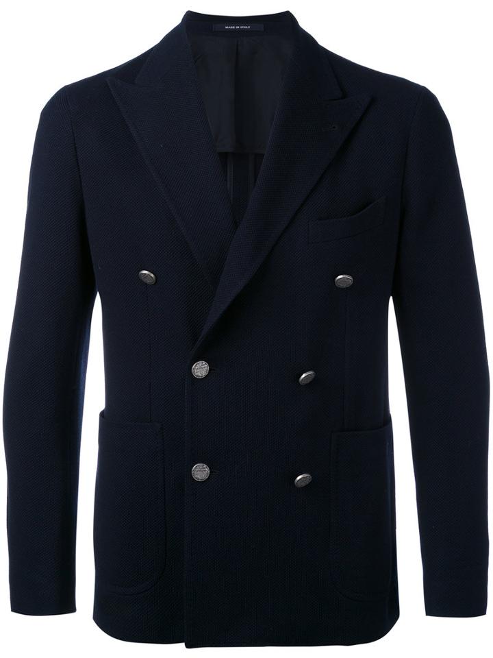 Tagliatore - Double Breasted Blazer - Men - Cotton/cupro - 50, Blue, Cotton/cupro