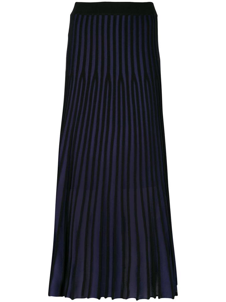 Kenzo Striped Pleated Skirt - Black