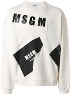 Msgm - Logo Print Sweatshirt - Men - Cotton - L, White, Cotton