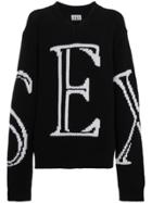 Ashley Williams Sex Intarsia Oversized Wool Sweater - Black