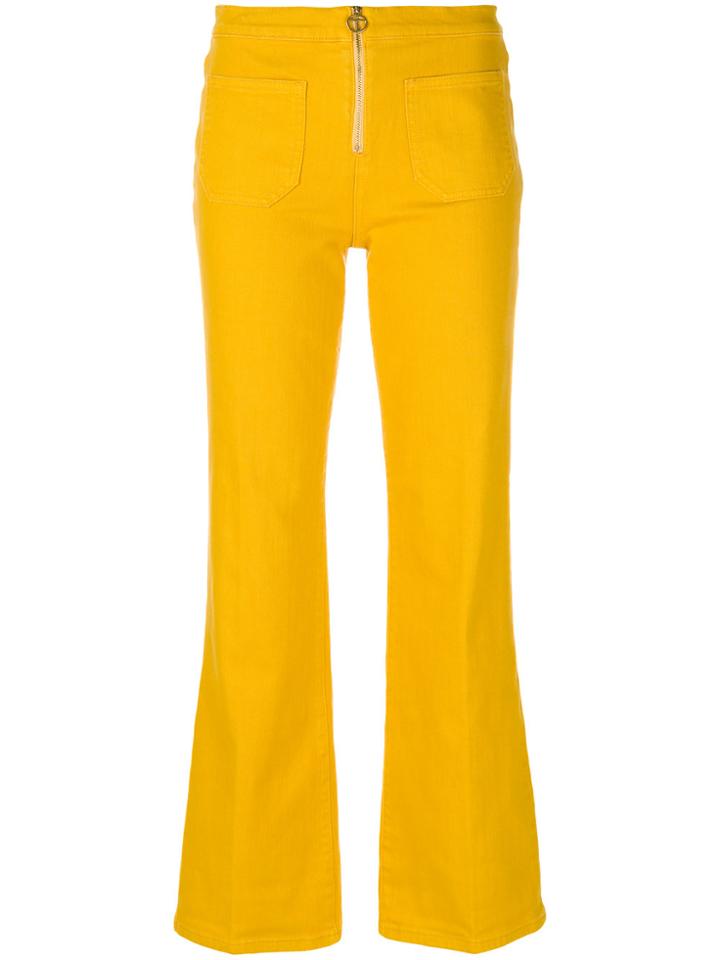 Tory Burch Front Zipped Trousers - Yellow & Orange