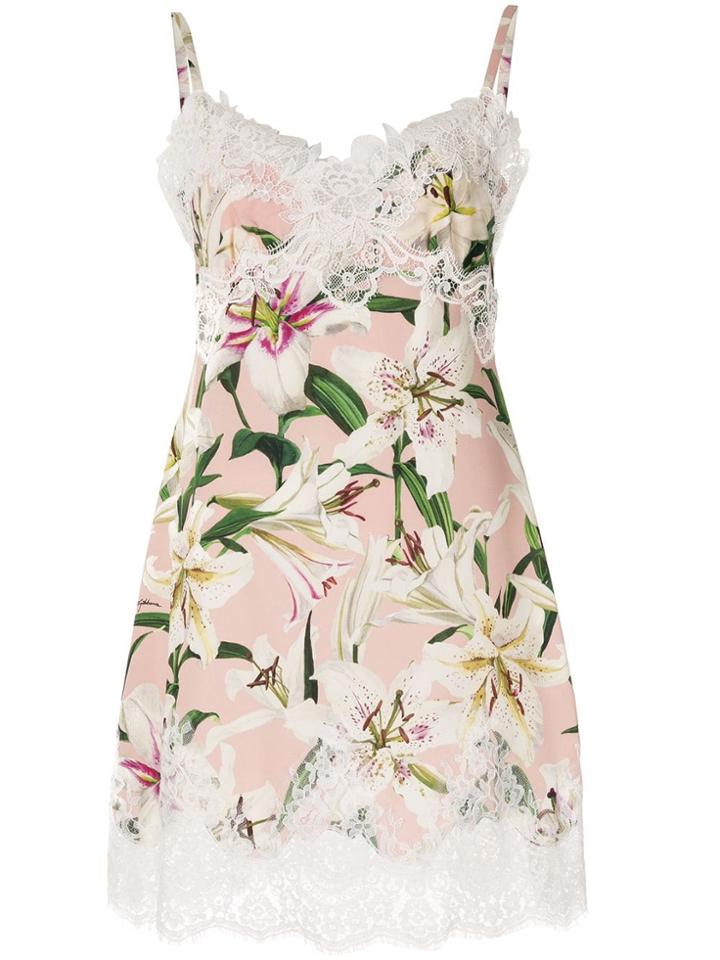 Dolce & Gabbana Lily Print Slip Dress - Pink