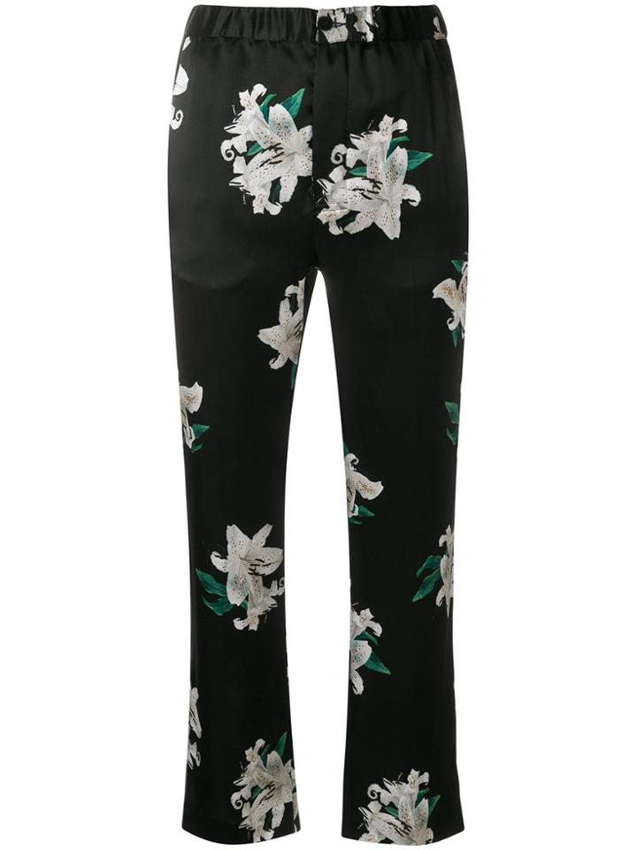 Dondup Cropped Floral Print Trousers - Black