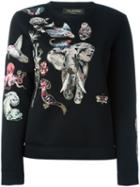 Valentino Creature Embroidered Sweatshirt, Women's, Size: S, Black, Modal/silk/metallic Fibre