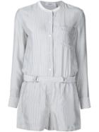 A.l.c. Striped Shirt Playsuit, Women's, Size: 4, White, Silk