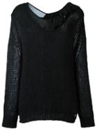 Twin-set Knitted Neck Detailed Blouse, Women's, Size: Small, Black, Polyamide/viscose/mohair/wool