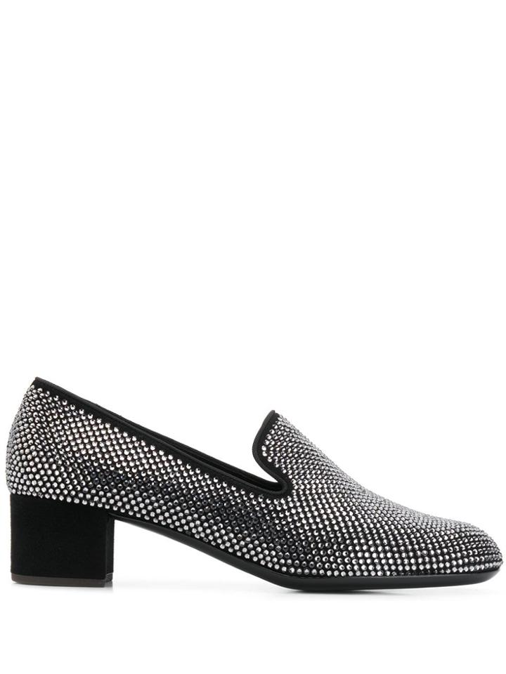 Giuseppe Zanotti Embellished Heeled Loafers - Silver