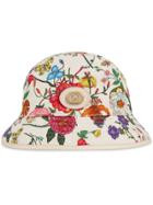 Gucci Fedora Hat With Floral Print - White