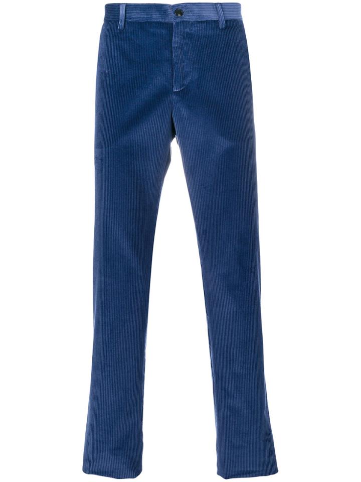 Etro Ribbed Tapered Trousers - Blue