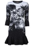 Roberto Cavalli Knitted Printed Mini Dress, Women's, Size: 42, Black, Polyester/viscose
