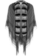 Philipp Plein - Rabbit Fur Trim Scarf - Women - Rabbit Fur/polyamide/polyester/wool - One Size, Grey, Rabbit Fur/polyamide/polyester/wool