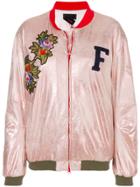Femme By Michele Rossi Embellished Bomber Jacket - Pink & Purple